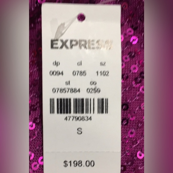 Express NWT Sequin Maxi Dress Neon Berry One Shoulder Side Slit size Small - Picture 3 of 3